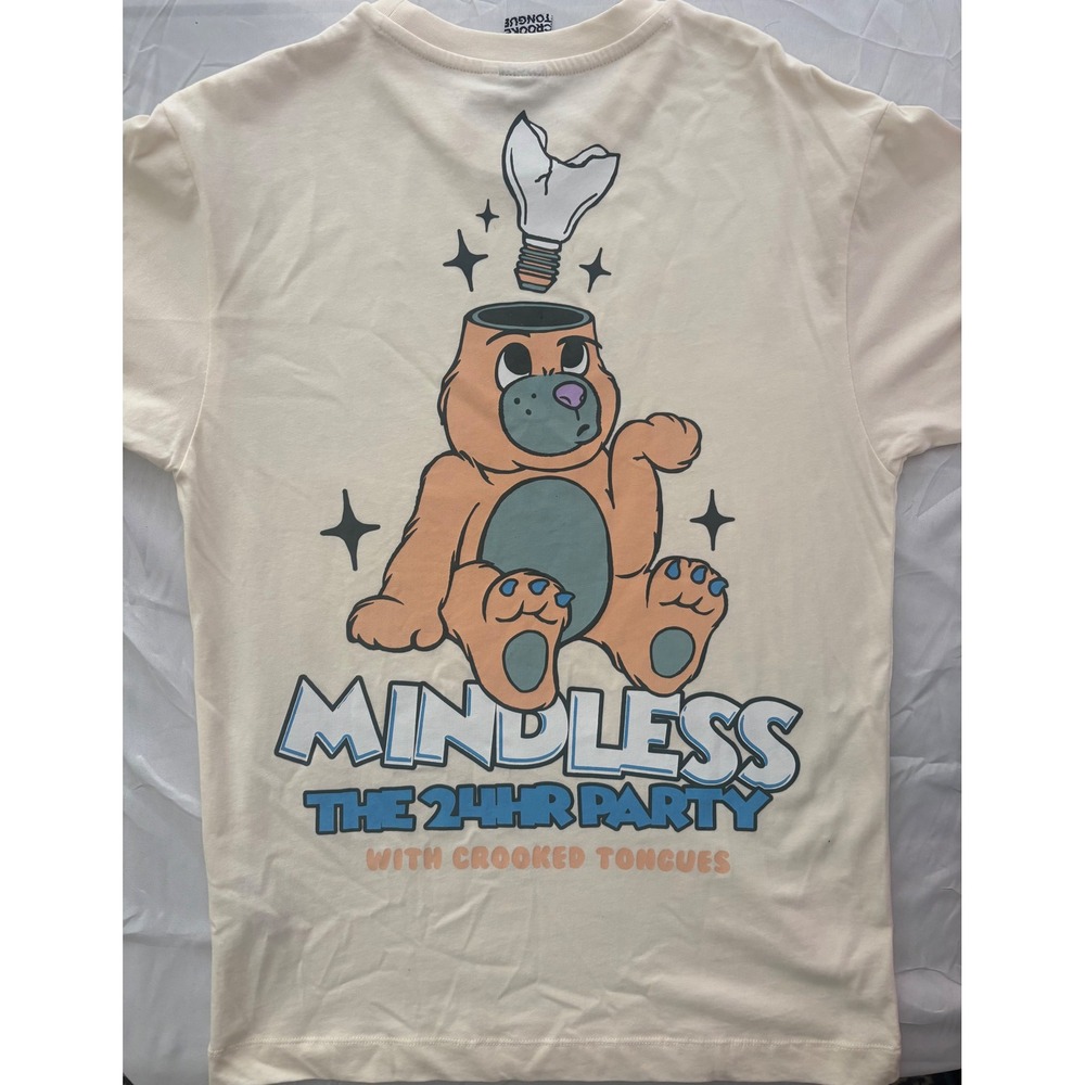 Crooked Tongues Mindless The 24Hr Party Graphic T-Shirt Cream XS